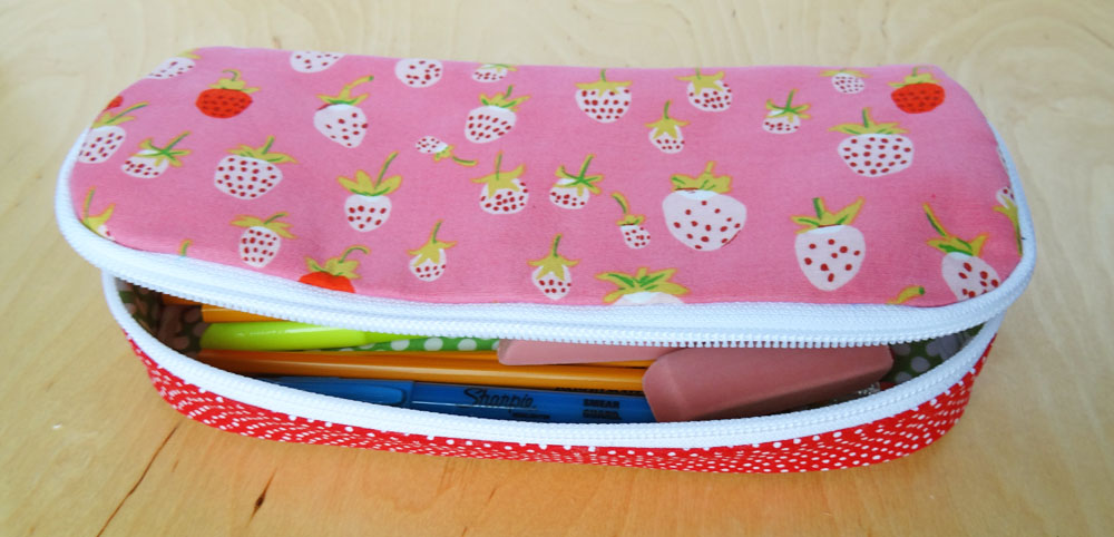 Strawberry Zipper Pencilcase Open Zip Front