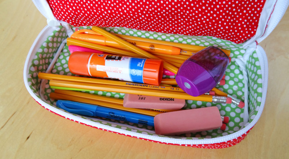 Strawberry Zipper Pencilcase Open