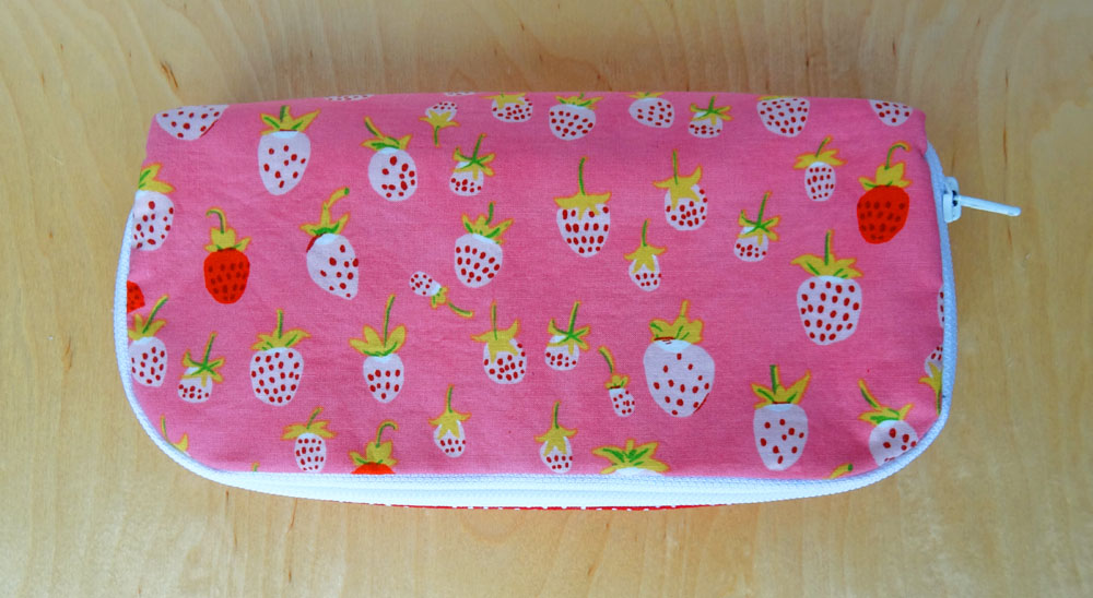 Strawberry Zipper Pencilcase Top View