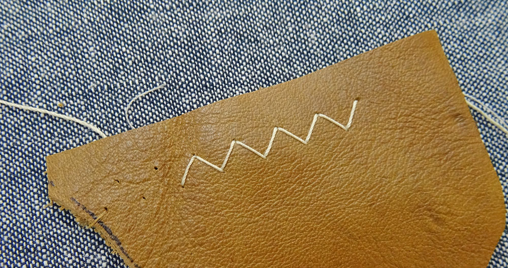 Stitch a row of zigzag stitches on your leather