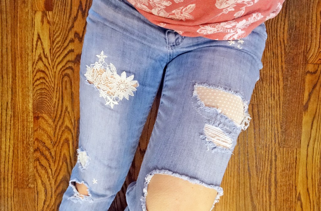 Embellished Ripped Jeans