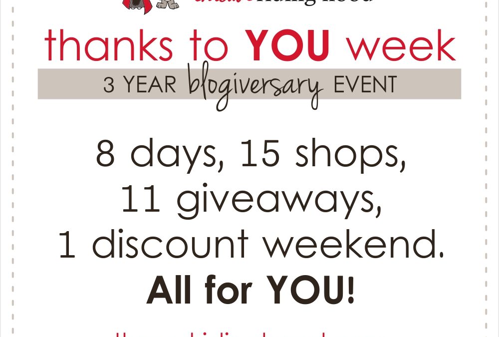 Thanks to YOU Week! 3 Year Blogiversary Event.